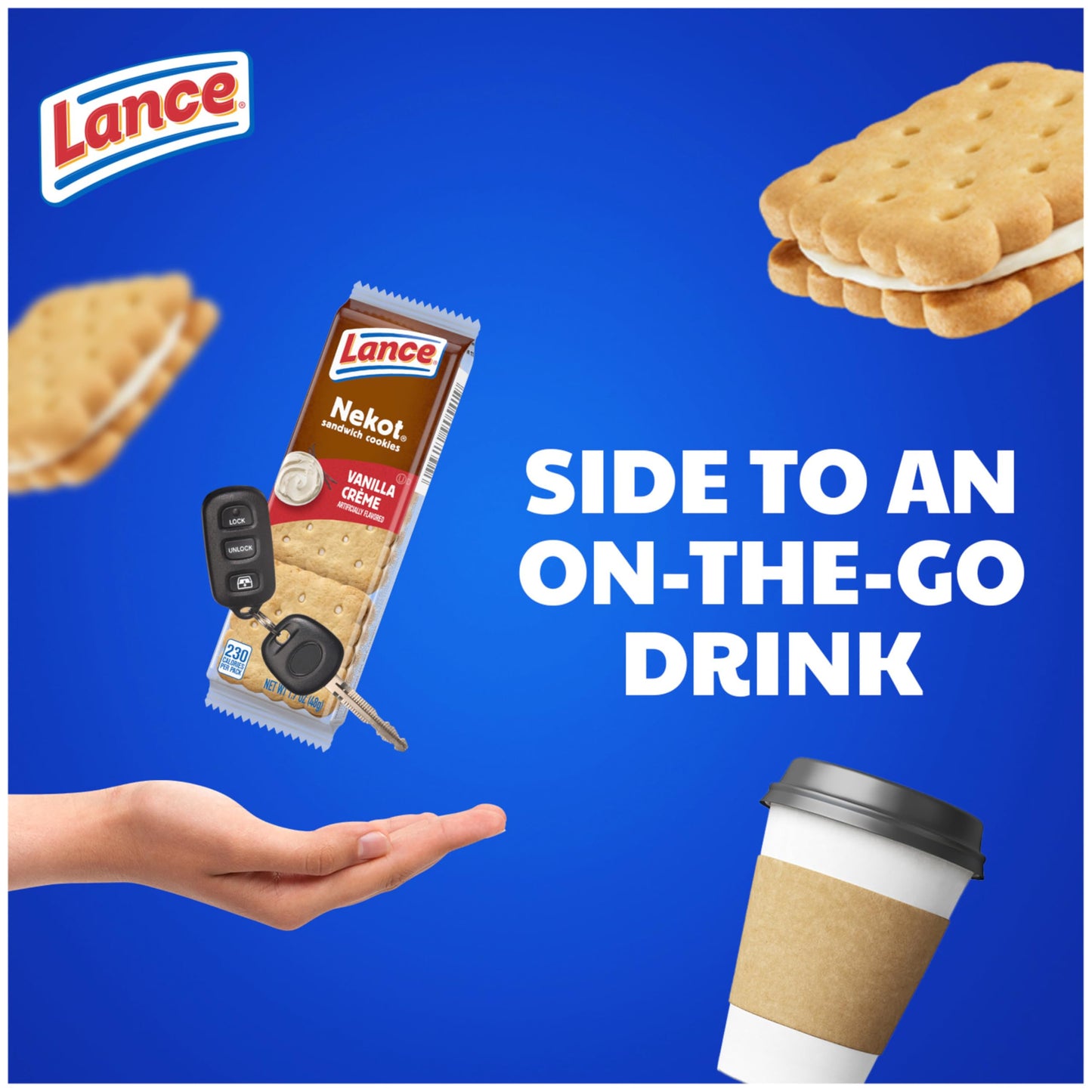 Lance Sandwich Cookies, Nekot Vanilla Creme, 10 Individually Wrapped Packs, 6 Sandwiches Each