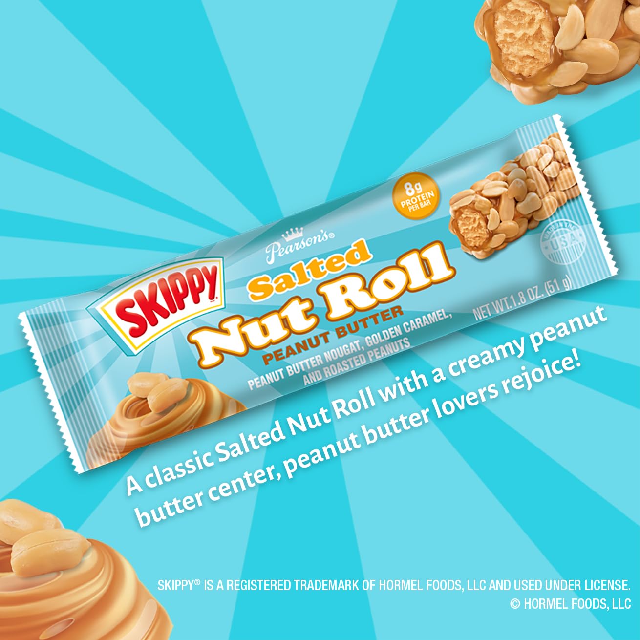 Pearson'S Skippy Peanut Butter Salted Nut Roll | Peanut, Caramel, Peanut Butter Candy | 24 Full- Size Candy Bars |Bulk, Individu
