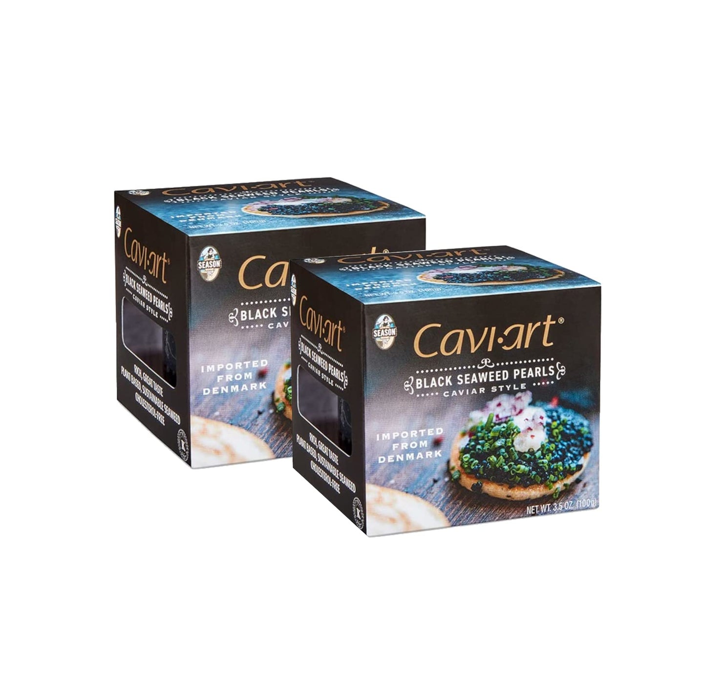 Season Caviart Black Seaherbal Product Pearls - Vegan Caviar Award-Winning Keto Snacks Gluten-Free Soy-Free Cholesterol-Free Plant-Based Full Of Vitamins Kosher Caviar Made In Denmark - 3.5 Oz 2-Pack
