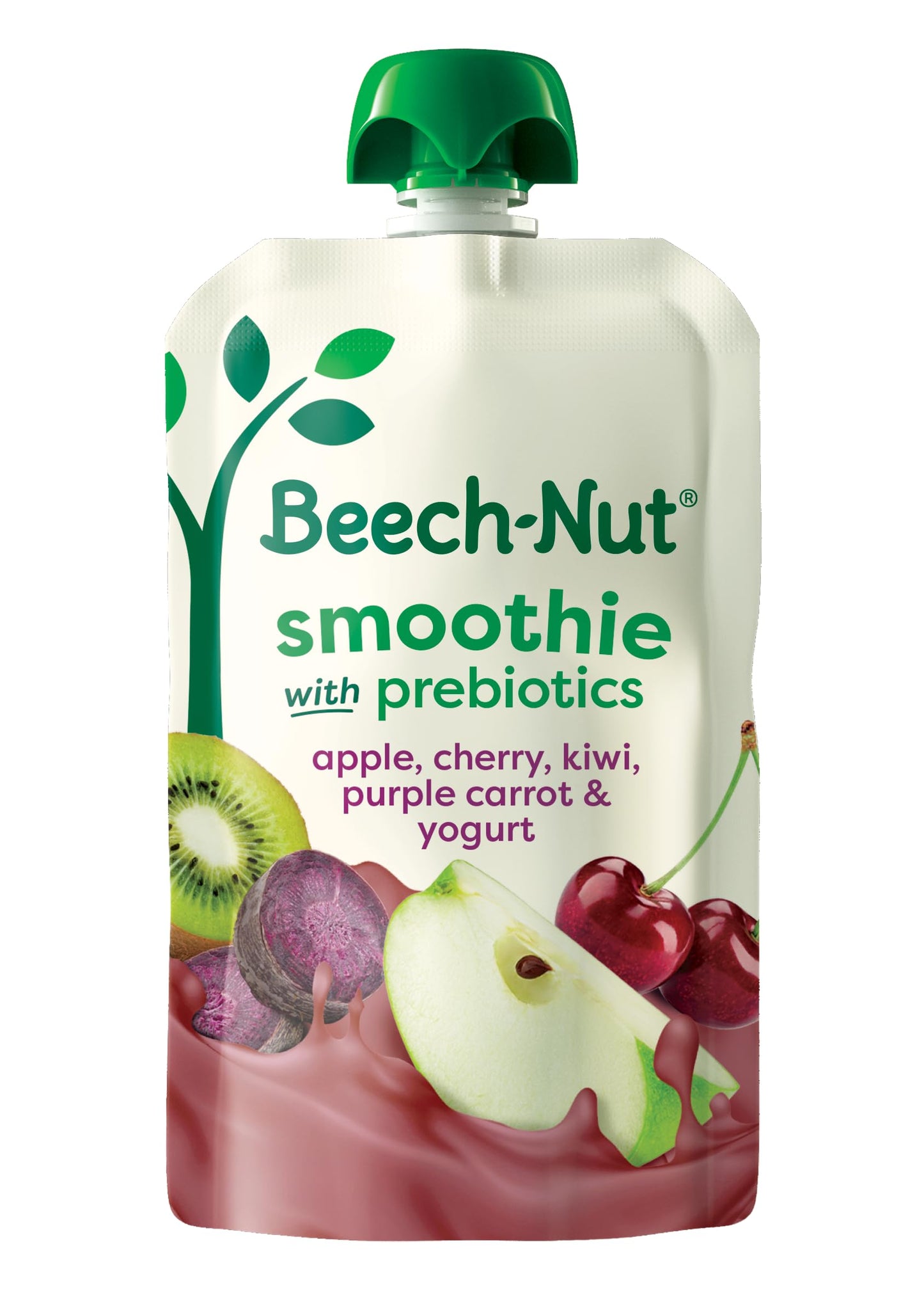 Beech-Nut Toddler Smoothies with Prebiotics, Apple Cherry Kiwi Purple Carrot & Yogurt Baby & Toddler Food Pouches, 3.5 oz (12 Pa