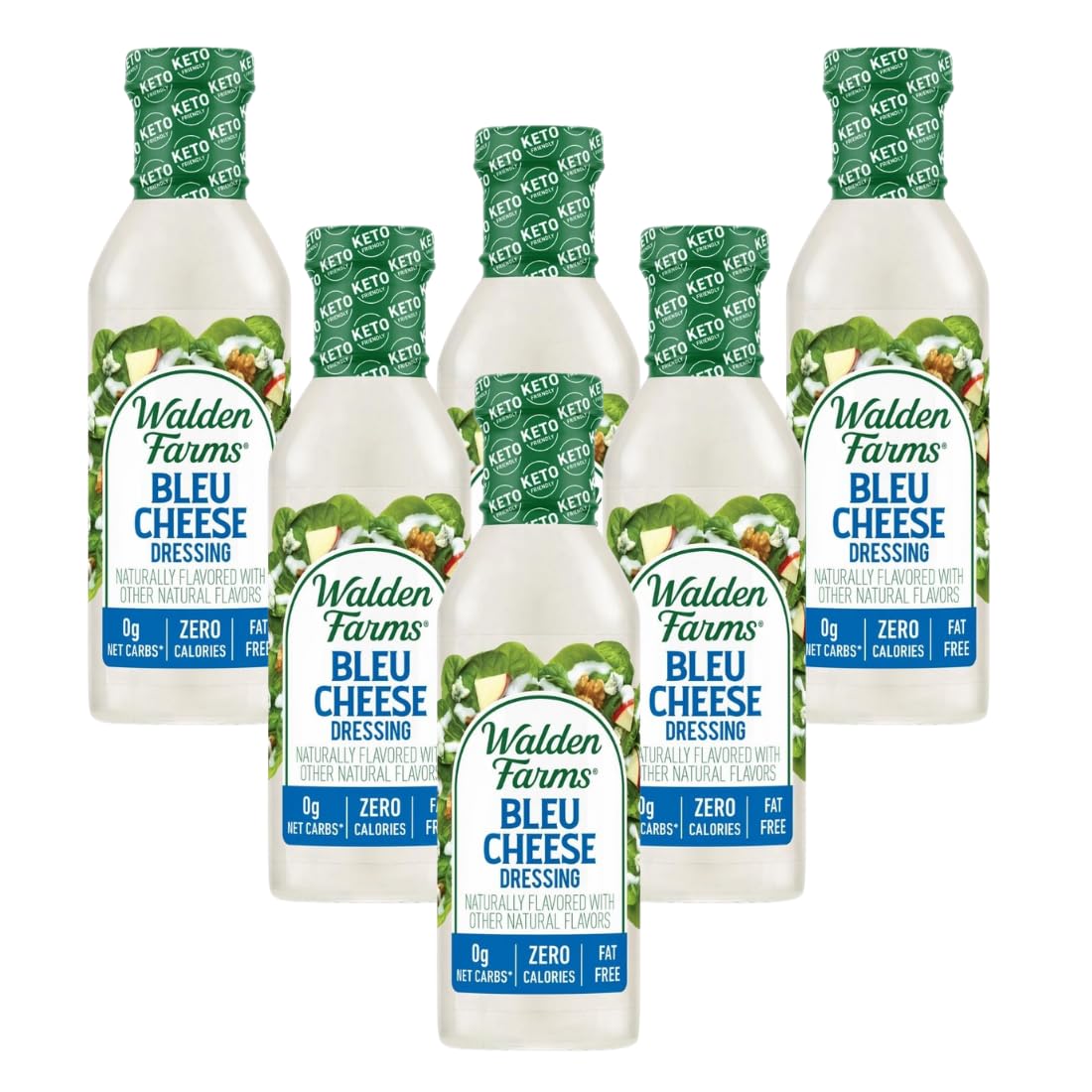 Walden Farms Bleu Cheese Dressing - Calorie-Free, Gluten-Free, Low Carb, Keto-Friendly, Sugar-Free, Rich Bleu Cheese Flavor - 6