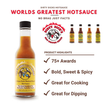DIRTY DICKS HOT SAUCE Caribbean Dream Mustard-Based Sauce with Fresh Fruit & Spices, 5 Fl Oz (Pack of 1) - White