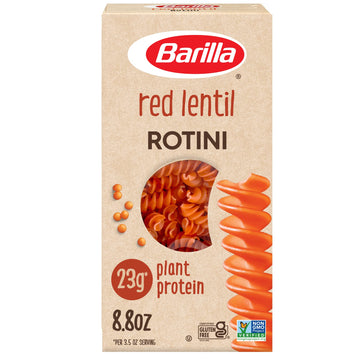 Barilla Red Lentil Rotini Pasta, 8.8 oz - Vegan, Gluten Free, Non GMO & Kosher - Made with Plant Based Protein
