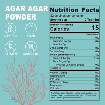 Agar Agar Powder, Vegan Unflavored Gelatin Substitute, Non-Gmo, Gluten Free, No Additives And Preservatives, 4Oz