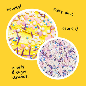 Unicorn Tracks Natural Confetti Sprinkles by Supernatural, Heart & Star Shapes, No Artificial Dyes, Soy Free, Gluten Free, Vegan