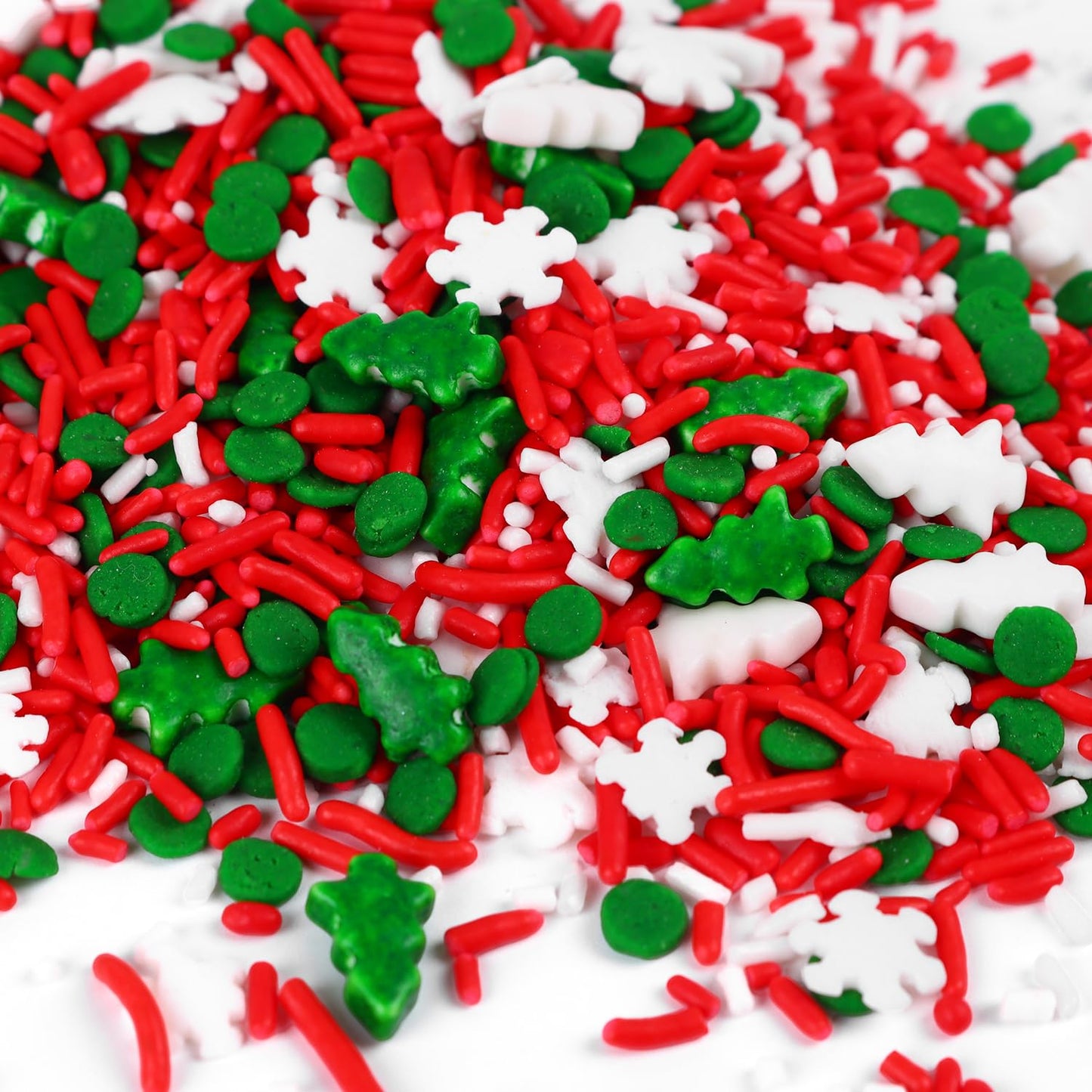 Christmas Tree Sprinkles for Cake Decorating Edible 4.2 ounce Snowflake Sprinkles Mix Red Green for Xmas Party New Year Cupcake