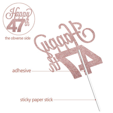 Lingteer Happy 47Th Birthday Cake Topper - Cheers To 47Th Birthday 47 Years Old Birthday Party Cake Decorations Sign.