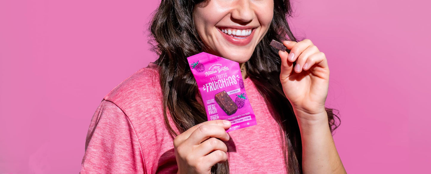 Nature'S Garden Probiotic Fruichias Variety Pack - 24 Pack X 1Oz, Probiotic Fruit Snack With Chia Seeds, Strawberry, Blueberry,