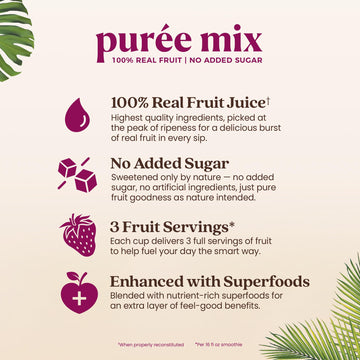 Smartfruit Perfect Peach + Energy, 100% Real Fruit Pur e, Non-GMO, No Additives, Vegan - 48 Fl. Oz
