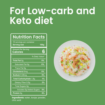 Hethstia Shirataki Rice Gluten-Free Shirataki Noodles Low-Carb Miracle Rice Low Calorie, Keto And Paleo-Friendly, Kosher, Vegan