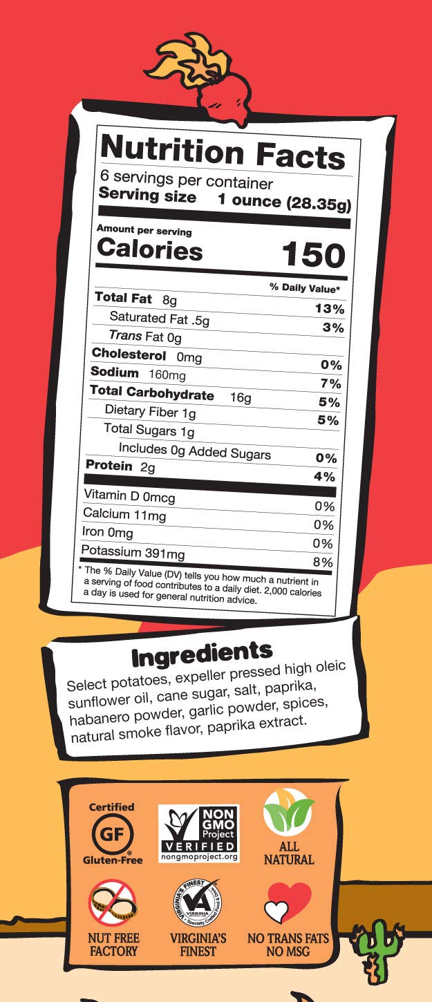 Route 11 Potato Chips Mama Zuma's Revenge - Hot Habanero Jalapeno Spicy Chips, 12 Bags (6 oz each)