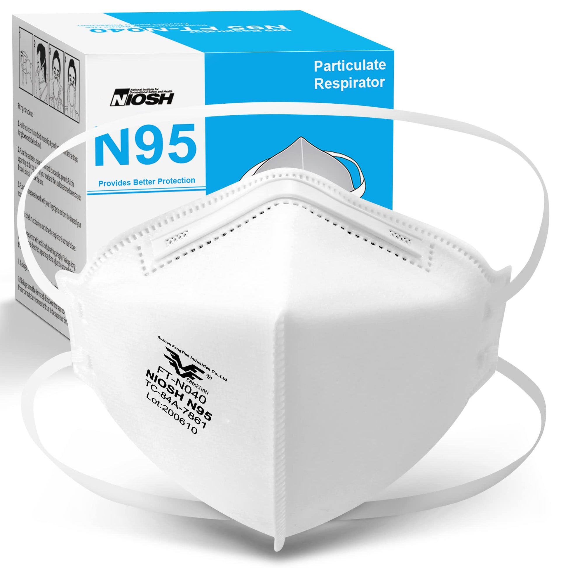 Funight N95 Mask 20 Pack Niosh Certified Respiratory Particulate Filtering Face Mask Personal Protective Use Comfortable Protect