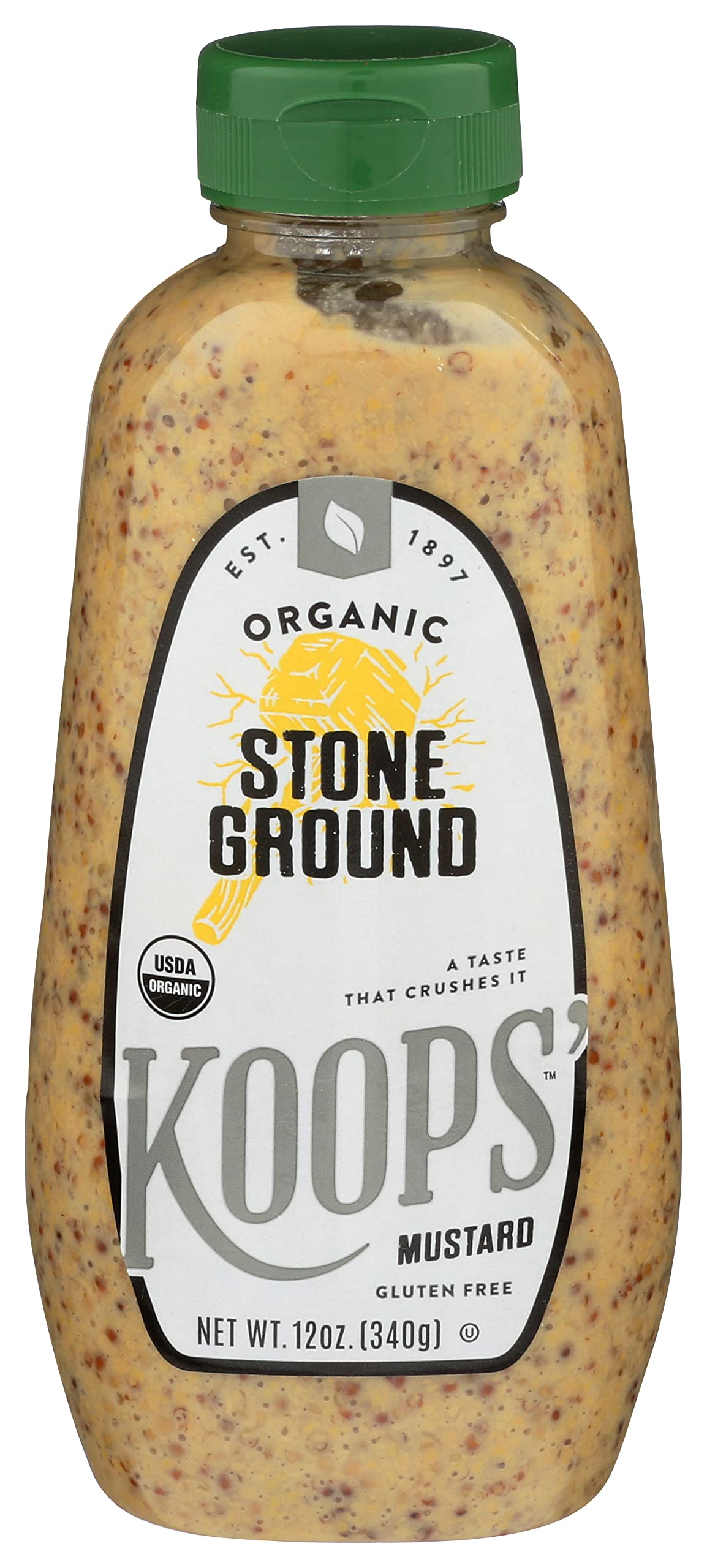Koops' Organic Stone Ground Mustard - Old-Fashioned Mustard, Gluten-Free, Kosher, Non-Gmo, Usda Certified Organic Mustard, Made