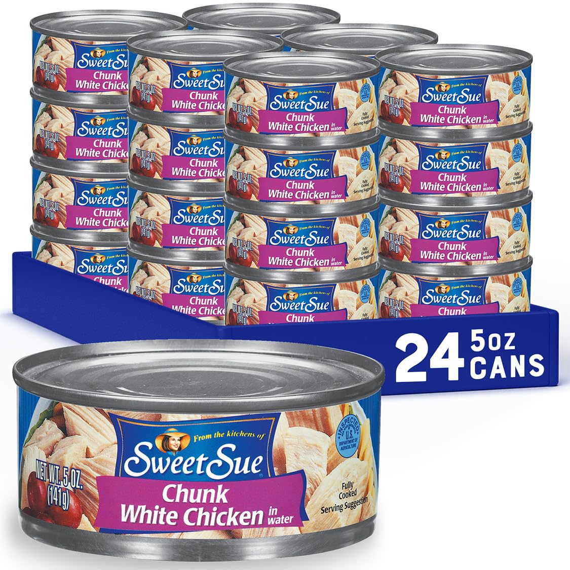 Sweet Sue Chunk White Chicken In Water, 5 Oz Can (Pack Of 24) - 11G Protein Per Serving - Gluten Free, Keto Friendly - Great For Snack, Lunch Or Dinner Recipes