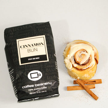 Cinnamon Bun Flavored Coffee, Specialty Arabica Coffee, Medium Roast, 12 Ounce, Whole Bean
