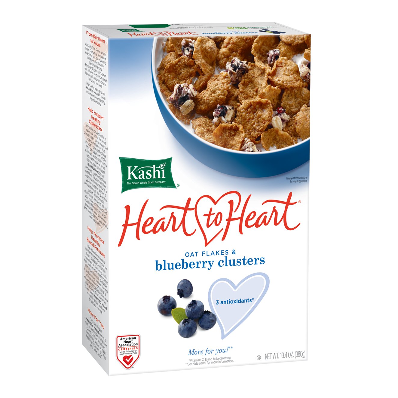 Kashi Heart To Heart Oat Flakes And Blueberry Clusters Cereal, 13.4-Ounce Boxes (Pack Of 6)