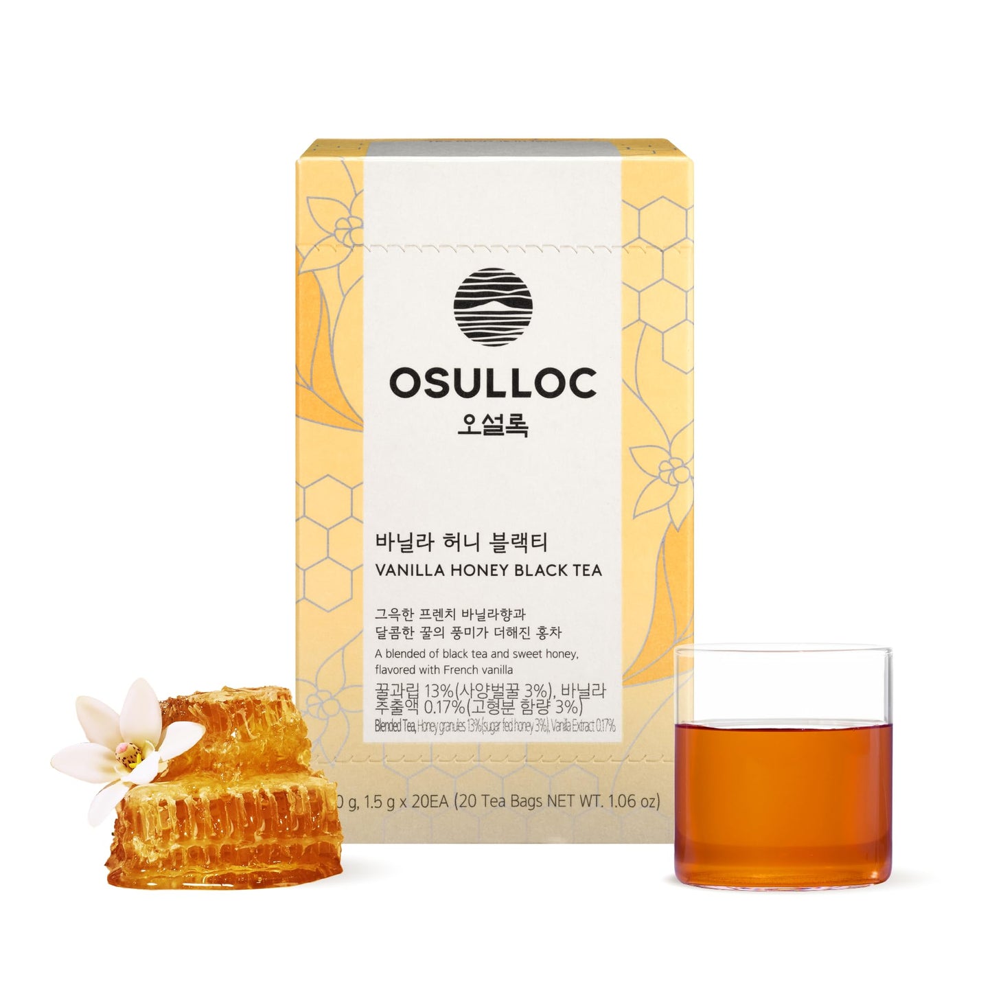 Osulloc Vanilla Honey Black Tea (20 Count, 1.05 Oz), Black Tea Filled With Sweet Flavor Of French Vanilla And Honey, Premium Ble