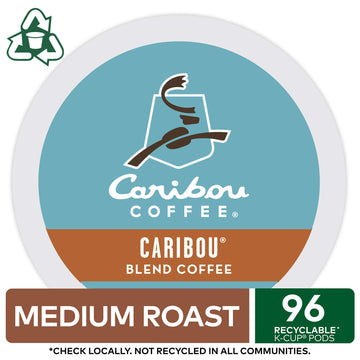 Caribou Coffee Caribou Blend, Single-Serve Keurig K-Cup Pods, Medium Roast Coffee, 24 Count (Pack Of 4)