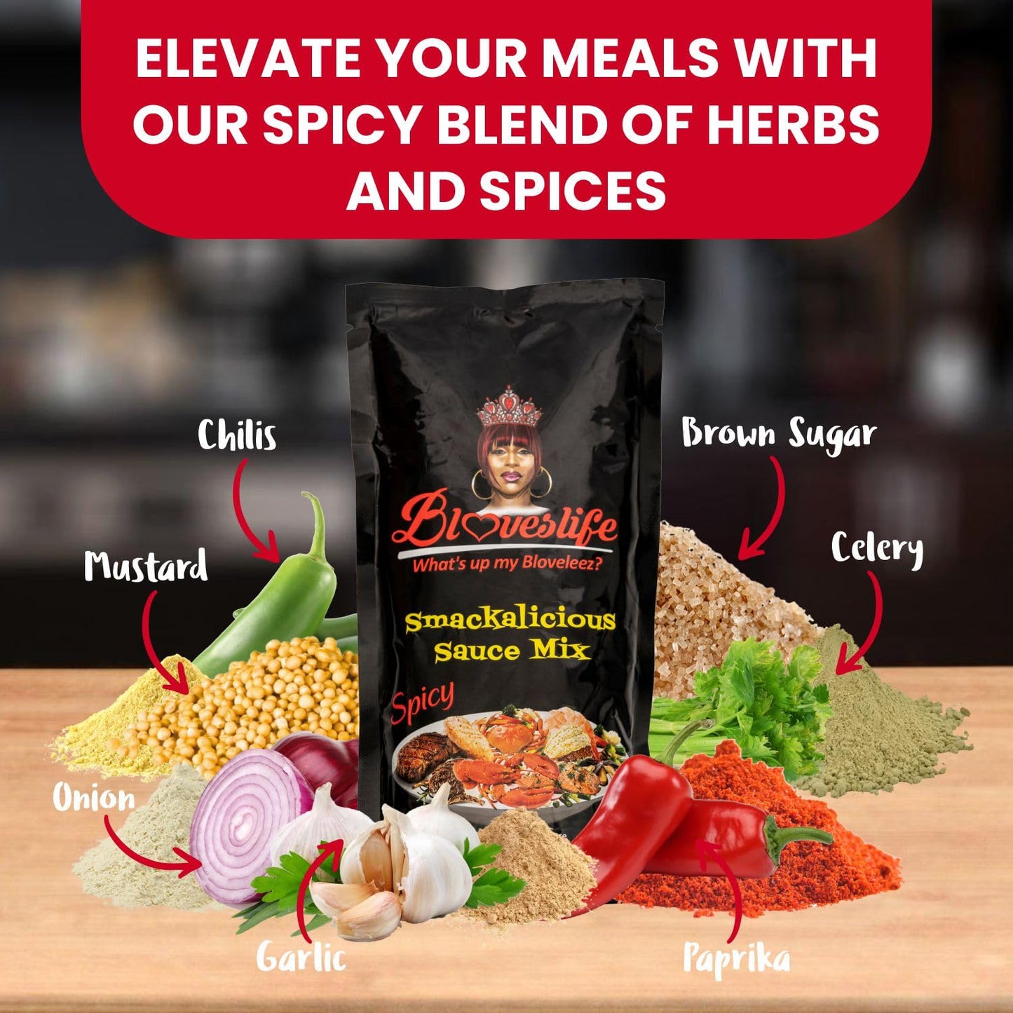 Blove'S Smackalicious Sauce Seasoning Mix (Spicy), Spicy Seasoning Mix For Bloves Smacklicious Sauce W/Cajun, Mild & Garlic Butter Seasoning, All Purpose Seasoning - Vegan Friendly Sauce (9.04 Ounce)