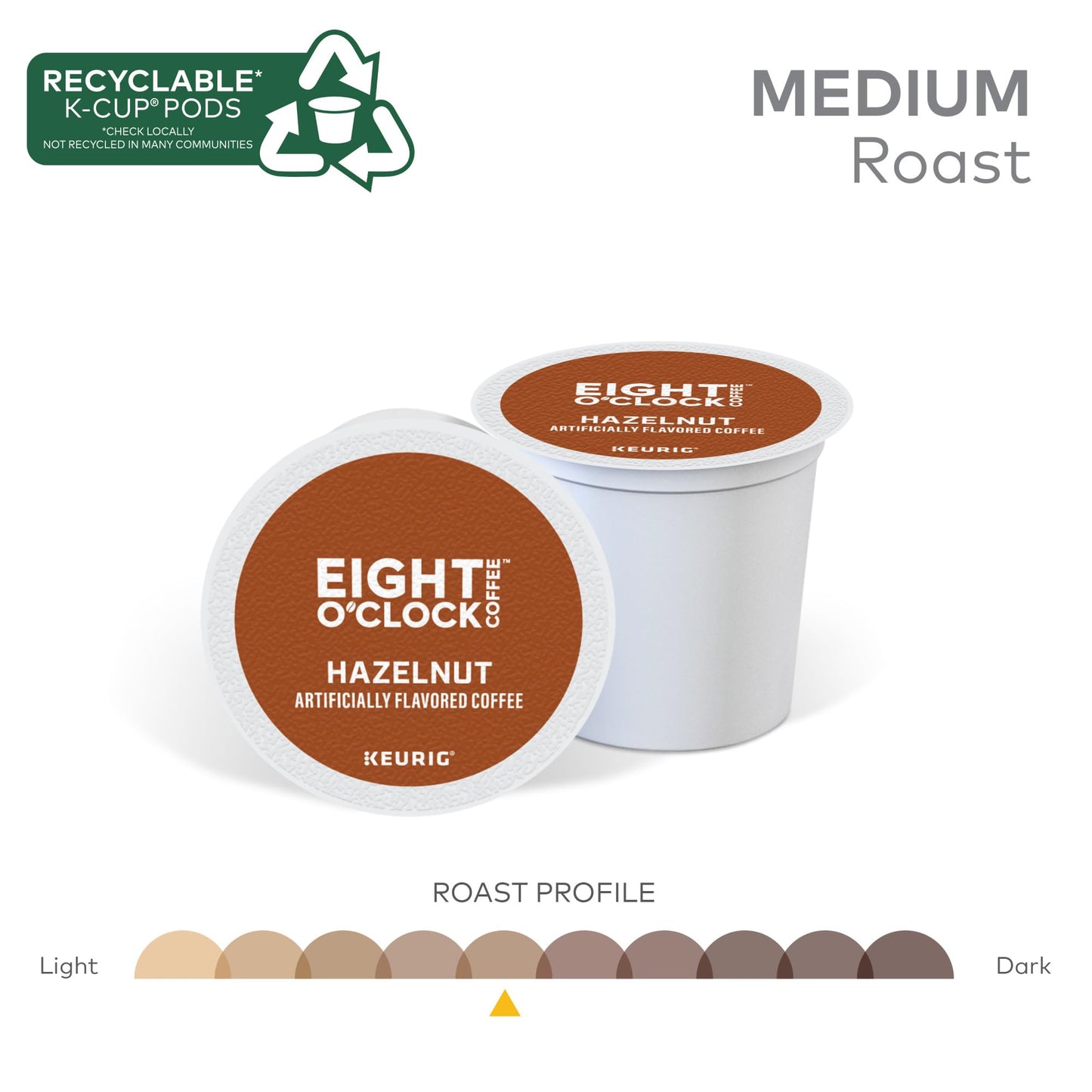 Eight O'Clock Coffee Hazelnut, Keurig Single Serve K-Cup Pods, Medium Roast, 72 Count (6 Packs Of 12)