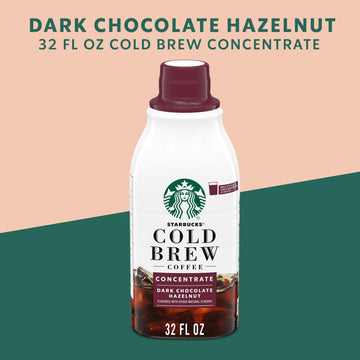 Starbucks Cold Brew Coffee Concentrate, Naturally Flavored Dark Chocolate Hazelnut, Multi-Serve Bottle (32 Fl Oz)