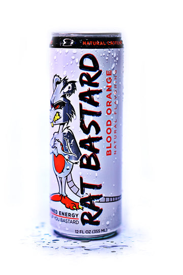 RAT BASTARD Energy Drink - Sugar-Free Blood Orange Flavor, Natural Caffeine, 12 fl oz Can (Case of 12)