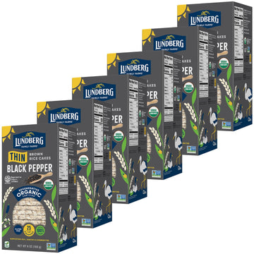 Lundberg Thin Stackers - Rice Cakes, Organic Brown Rice With Organic Cracked Black Pepper And Sea Salt, Healthy Snacks For Adult