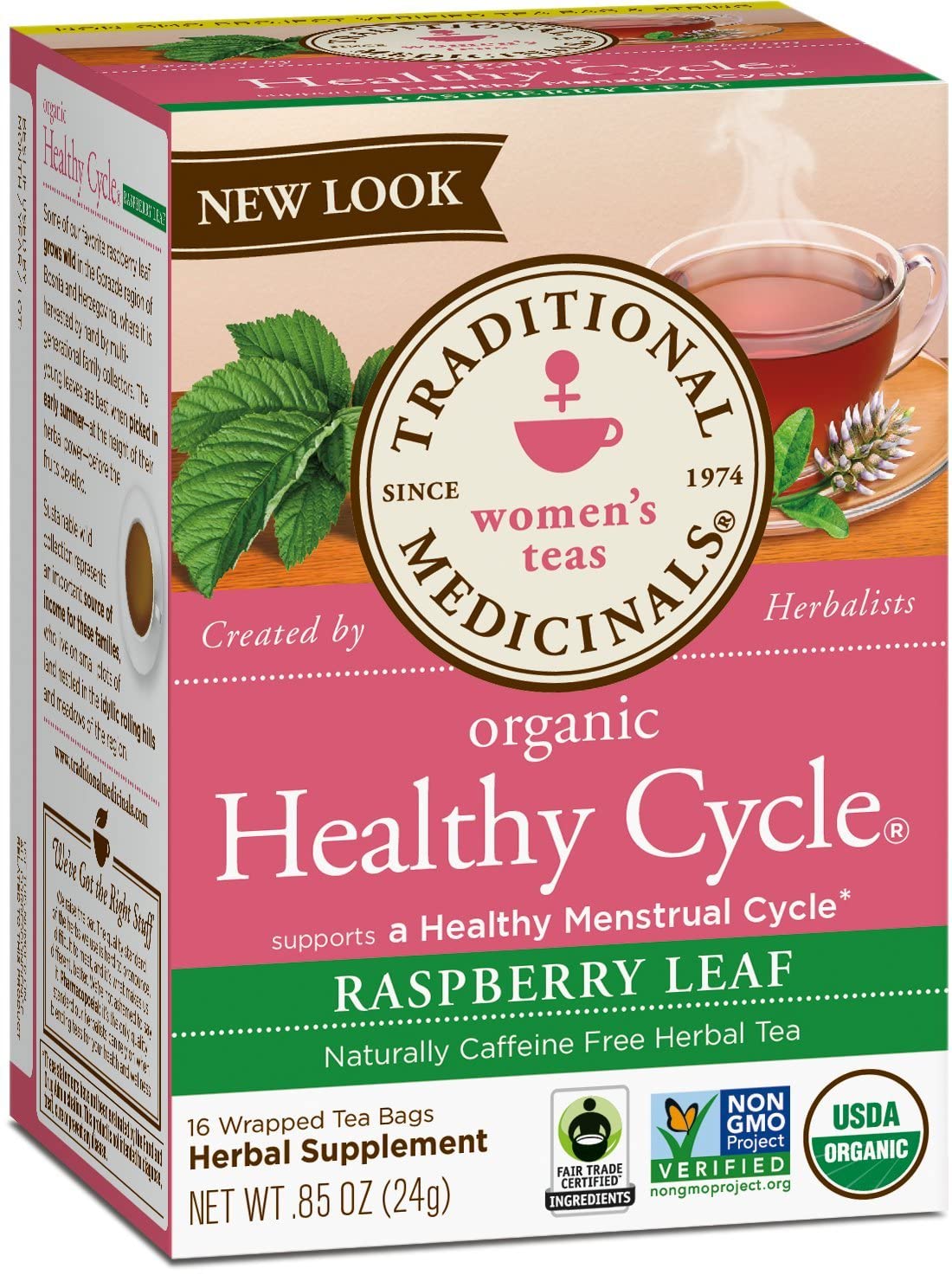 Traditional Medicinals Organic Raspberry Leaf Herbal Tea Eases Menstrual Cramps & Supports Healthy Maternity Use (Pack Of 2) - 32 Tea Bags Total