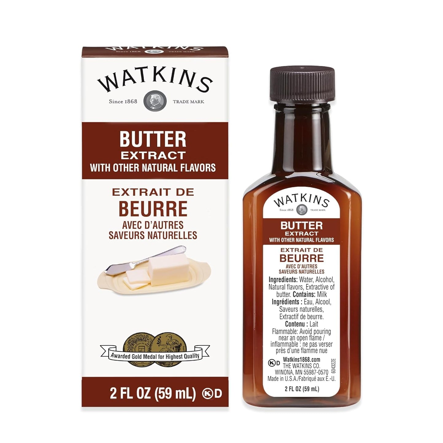 Watkins Butter Extract With Other Natural Flavors 2 Oz. Bottles Pack Of 6 (Packaflavor Blendg May Vary)