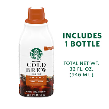 Starbucks Cold Brew Coffee Concentrate, Caramel Dolce, 100% Arabica, Multi-Serve Bottle (32 Fl Oz)
