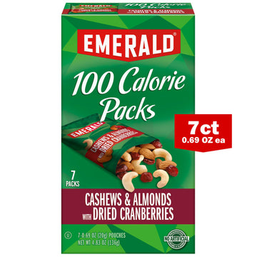 Emerald Nuts Cashews and Almonds With Dried Cranberries, 100 Calorie Packs, 4.83 Oz (Pack of 4)