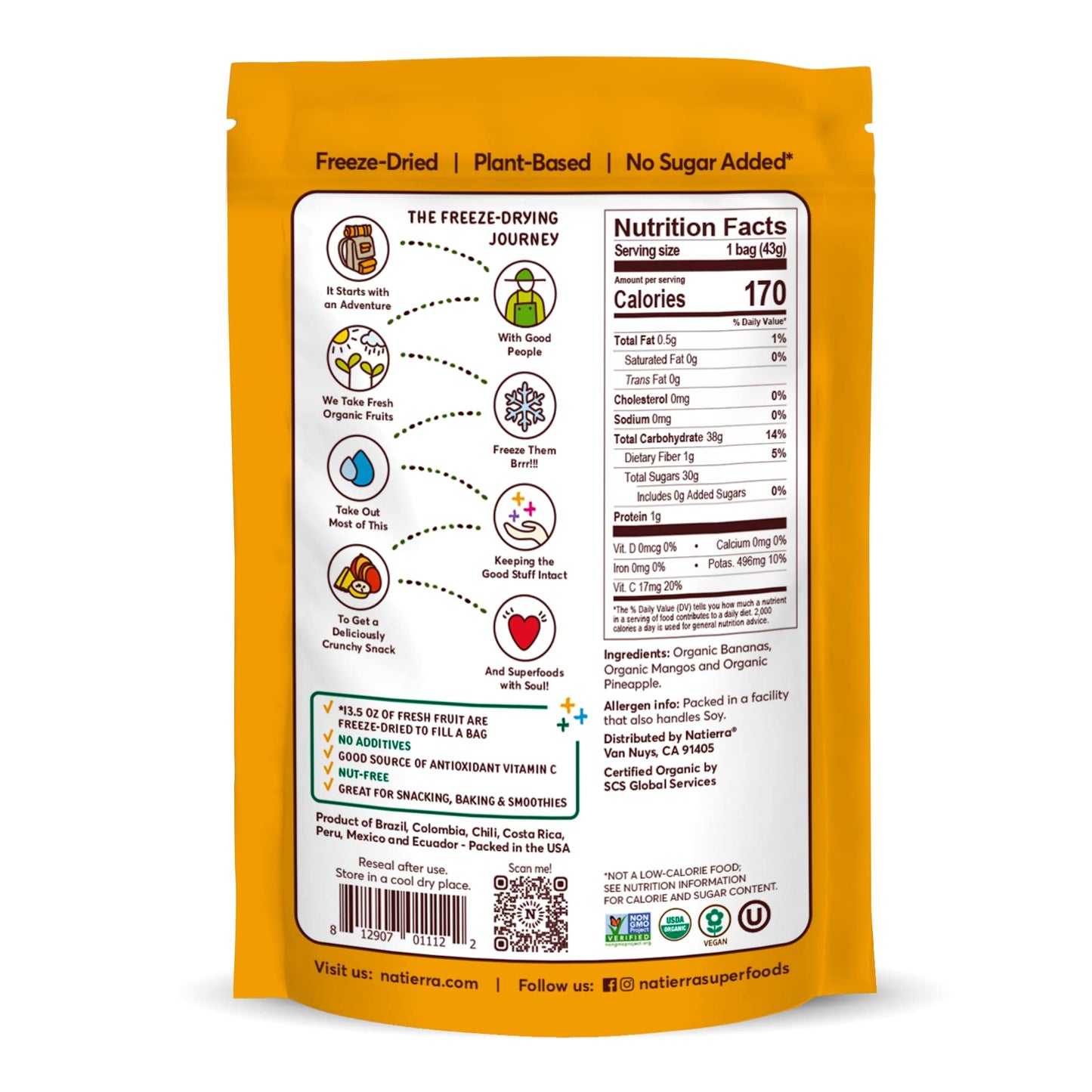 Natierra Nature'S All Foods Organic Freeze-Dried Tropical Fruits | Non-Gmo & Vegan | 1.5 Ounce