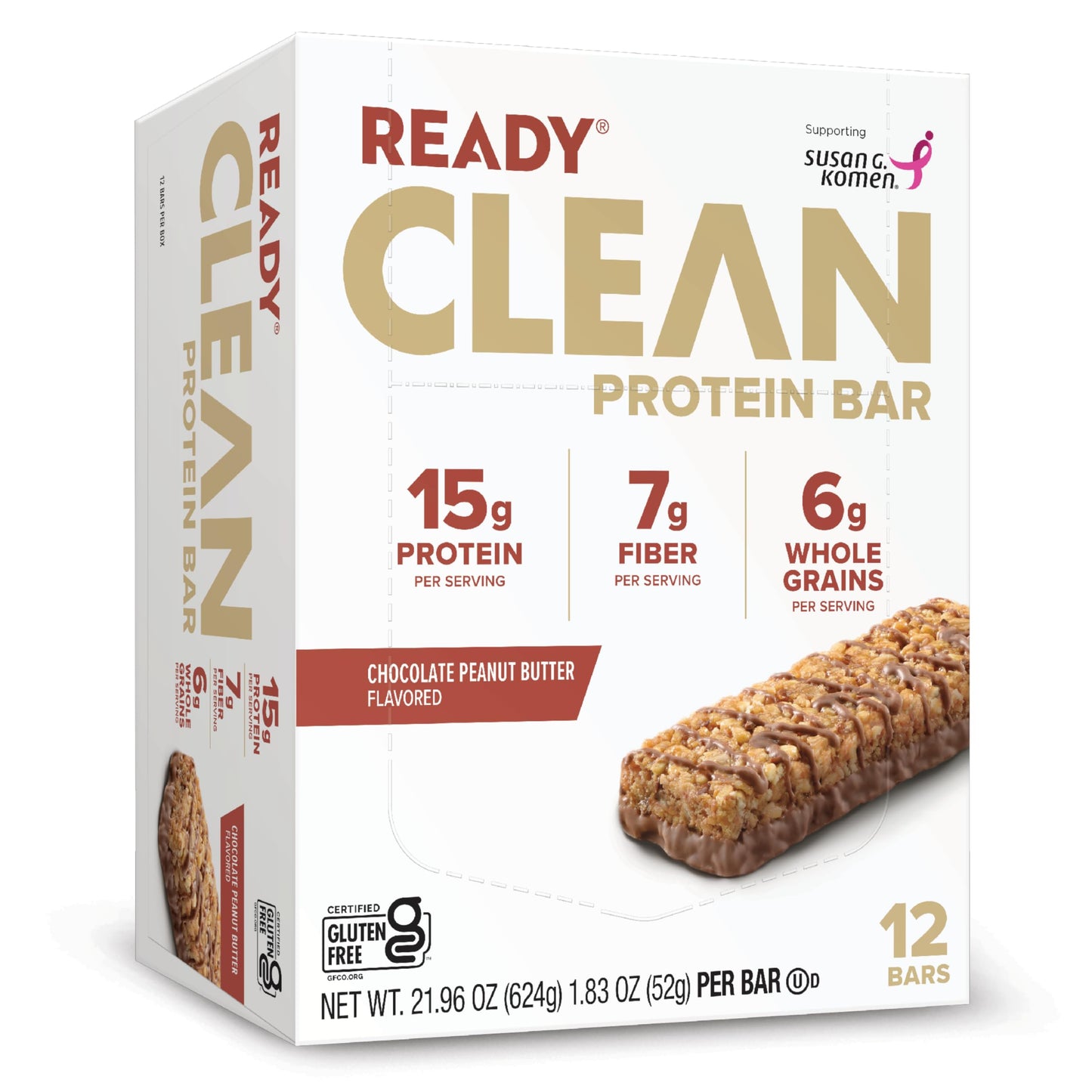 Ready® Protein Bars – High-Protein Snack with 15g Whey Protein, All-Natural Ingredients, Supports Lean Muscle and Recovery, No Artificial Sweeteners – Chocolate Peanut Butter, 12-Pack