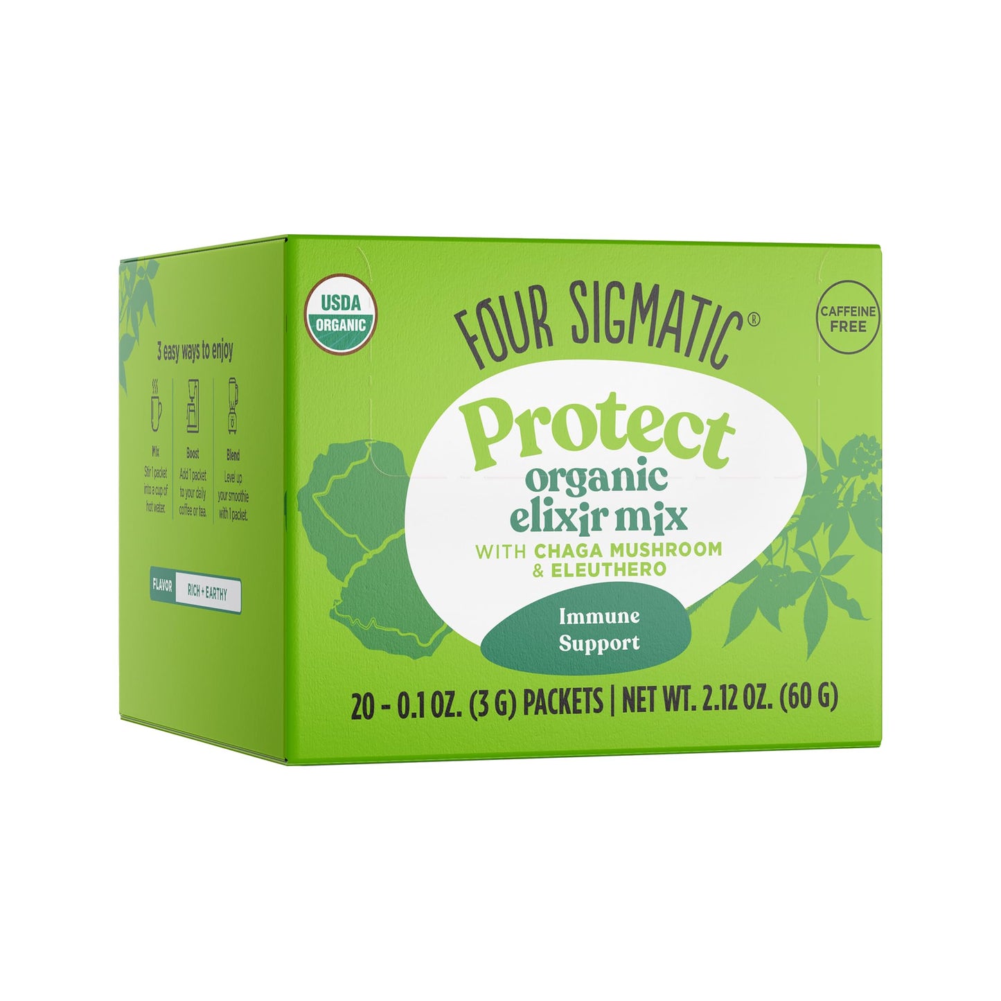 Chaga Mushroom Elixir By Four Sigmatic | Coffee Alternative With Organic Chaga Mushroom Powder, Rose Hips & Mint | Immune Suppor