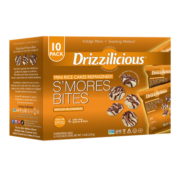 Drizzilicious Mini Rice Cakes S'Mores - Rice Crisps, Healthy Snack For Adults And Kids, Flavored Rice Cakes, Vegan, Gluten Free,