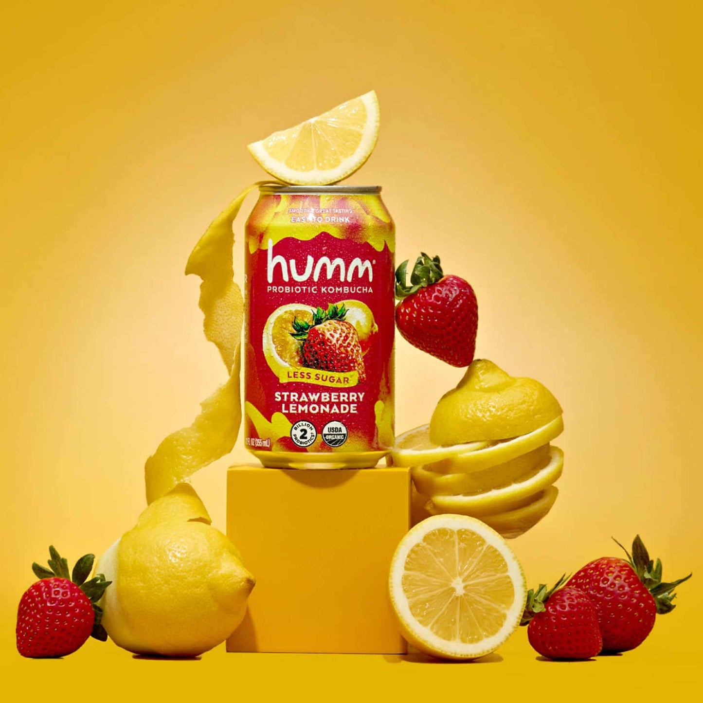 Humm Kombucha Strawberry Lemonade - Organic, Vegan & Gmo-Free (12 Pack)