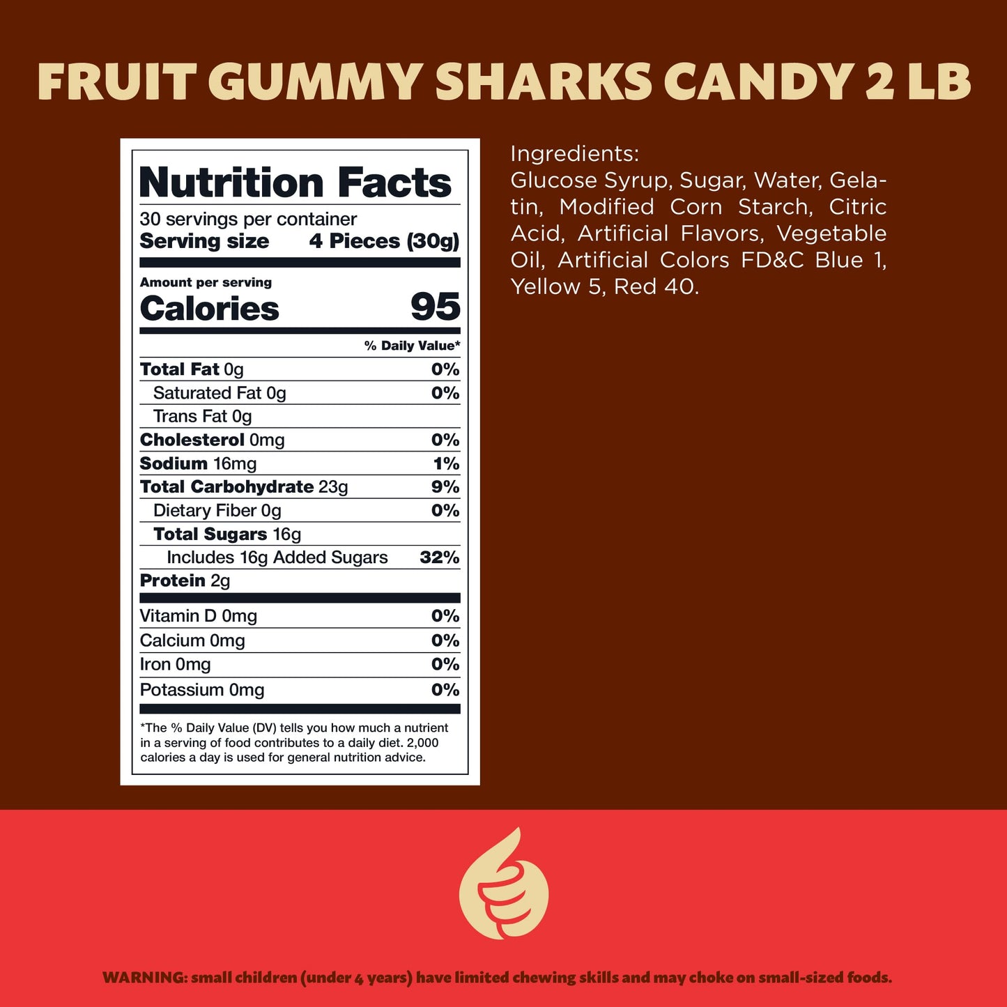 Gummy Sharks Candy Mix | 2 Pound Bag | Assorted Fruit Flavors Shark Gummies | Chewy Gummy Fish for Parties and Candy Buffets | Blue Raspberry Lime Lemon Cherry