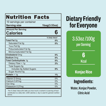 Volo Vero Konjac Rice, 10 Packs Low Carb Shirataki Rice, Keto, Vegan, Gluten-Free, Sugar-Free, Low Calorie, Low Gi, Fat-Free, Re