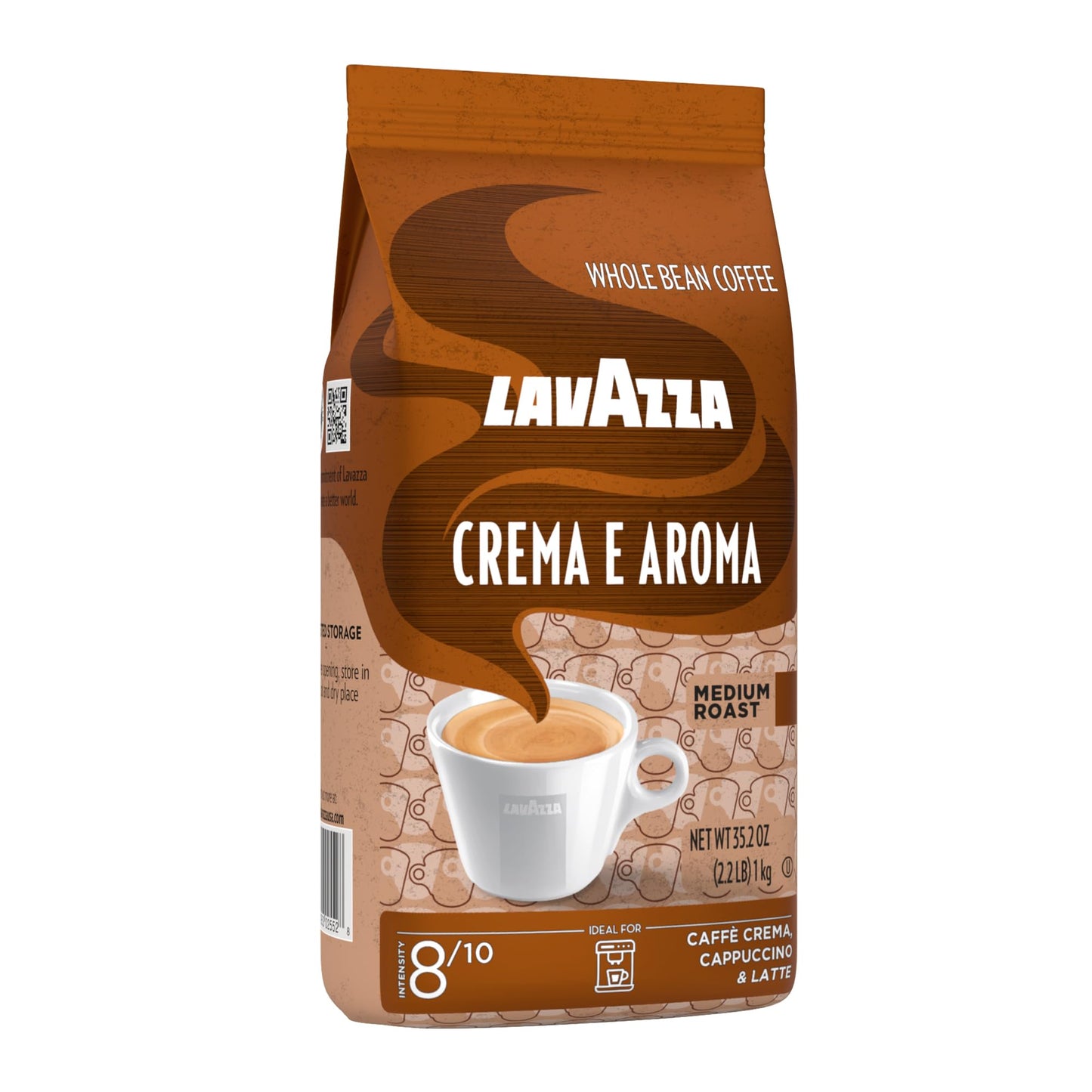 Lavazza Crema E Aroma Whole Bean Coffee, Balanced Medium Roast, 2.2 lb (35.2 oz), Non-GMO, Model 041953025528