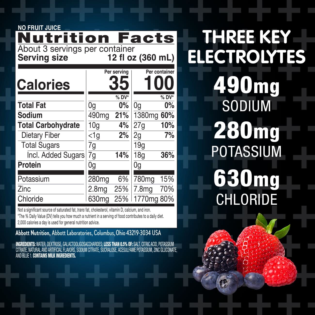 Pedialyte Advancedcare Plus Electrolyte Drink, 1 Liter, 4 Count, With 33% More Electrolytes & Has Preactiv Prebiotics, Berry Fro