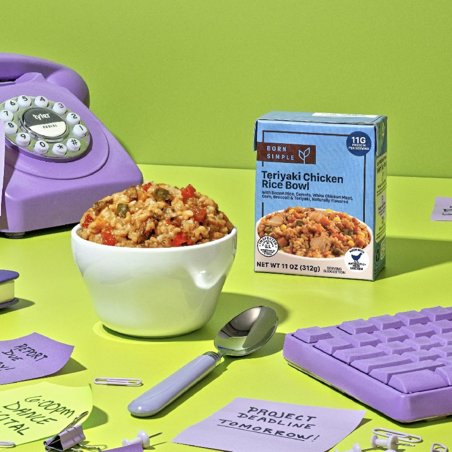 Born Simple Prepared Meals - Ready To Eat Teriyaki Chicken Rice Bowl | 10G Protein | 11 Oz (Pack Of 8)