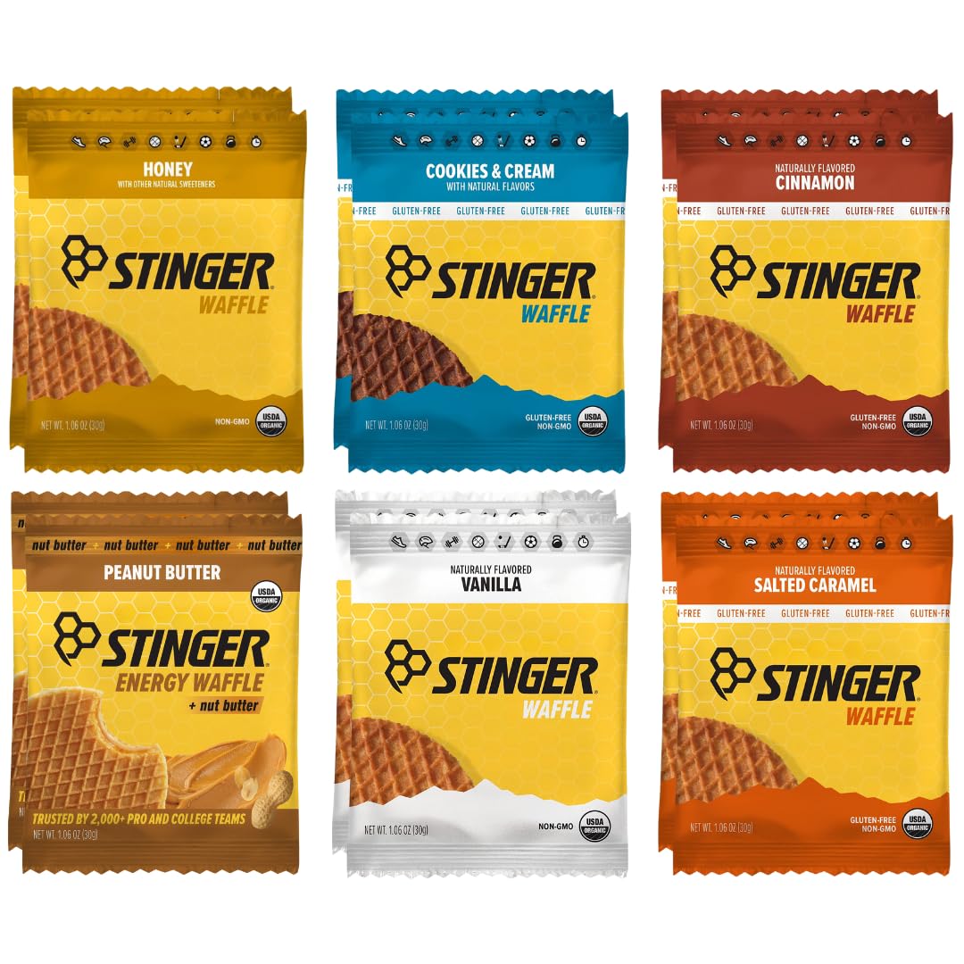 Honey Stinnger Organic Waffle 6 Flavor Variety Pack Energy Stroopwafel for Exercise Endurance and Performance Sports Nutrition for Home & Gym Pre & Post Workout (12 Pack)