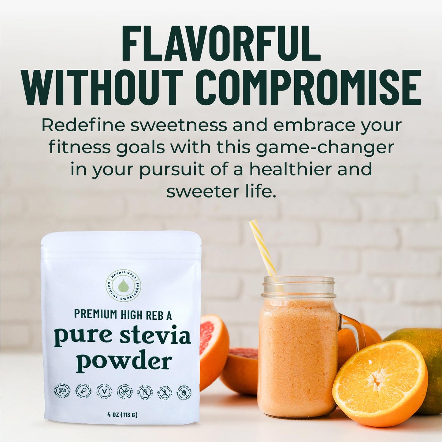 NatriSweet Stevia Powder, 4 oz - Zero Calorie Sweetener, Non-GMO, Keto Friendly, No Fillers, Natural Baking Extract, 810 Servings