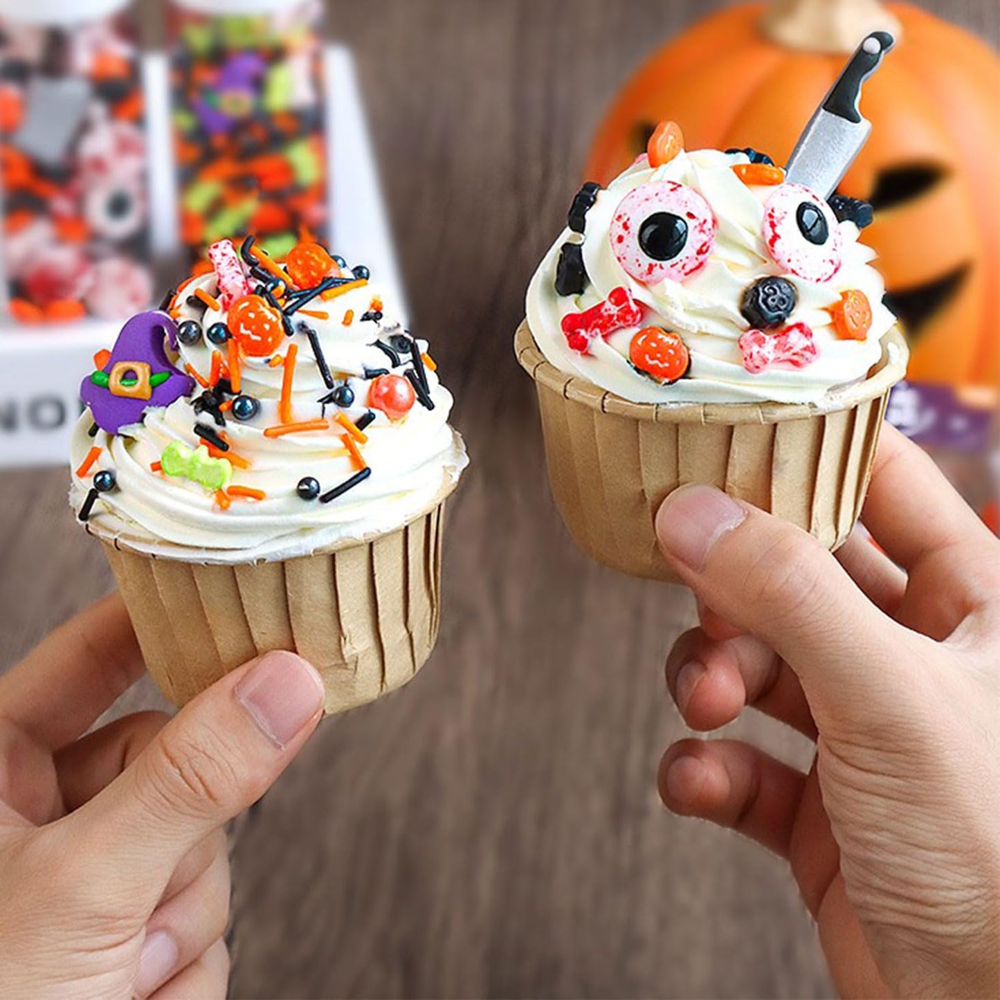 Halloween Sprinkles Edible Candy Eyeballs for Cake Decorating 3 Sizes Bloody Candy Eyes Sprinkles for Cookies Baking Cupcake Toppings