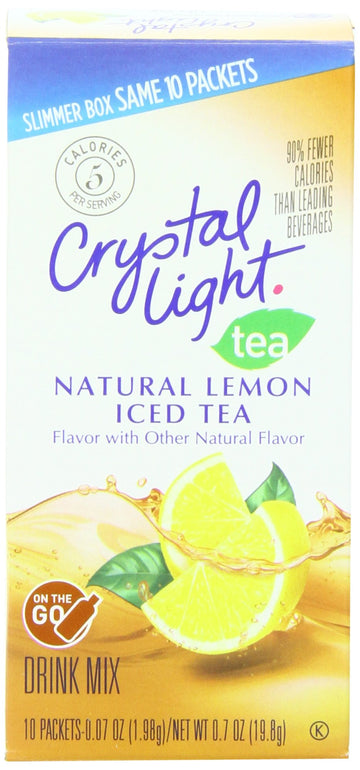 Crystal Light Lemon Iced Tea Naturally Flavored with other natural flavor Powdered Drink Mix, 120 ct Pack, 12 Boxes of 10 On-the