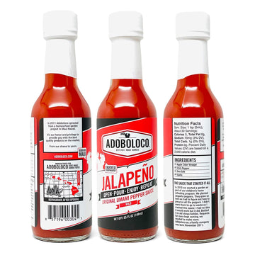 Adoboloco Hot Sauce Jalapeno - Mild Red Umami Sauce, 5 Fl Oz, Perfect for Sautee and Salad Dressing