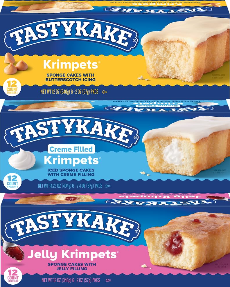 Tastykake Krimpets Variety Pack - Butterscotch, Jelly, Creme Filled - 3 Boxes