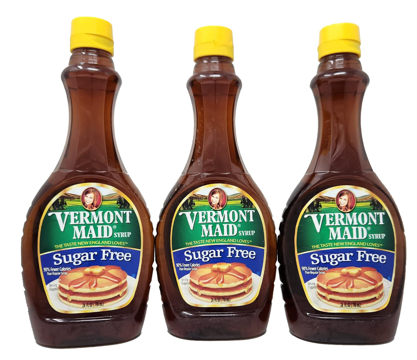 Generic Vermont Maid Syrup, Sugar Free, 24oz, Pack of 3 Bottles, New England Favorite