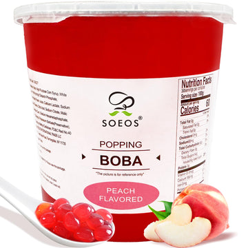 Soeos Peach flavored Popping Boba Pearls 6.6 LB (3000 g), Bursting Boba Pearls for Bubble Tea, Beverages, Shakes, Desserts, Smoo
