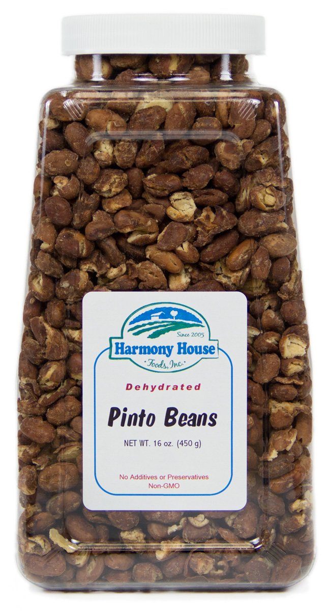 Harmony House Foods TRUE Dehydrated Pinto Beans - Easy Cook (16 oz, Quart Size Jar)